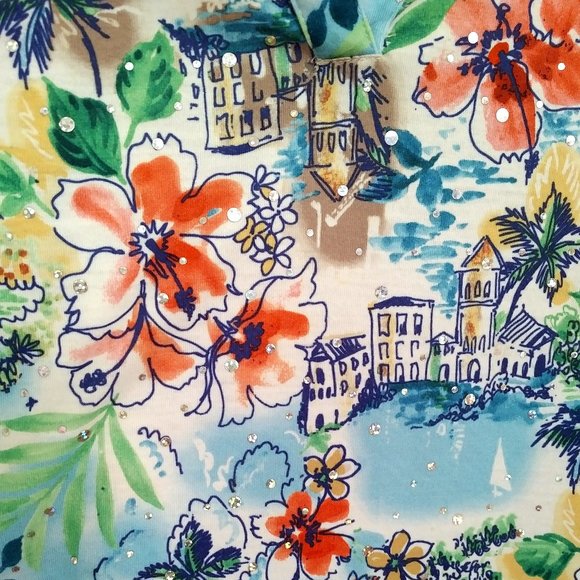 NWOT Hawaiian Style Top with sparkles; S-M - Picture 4 of 6
